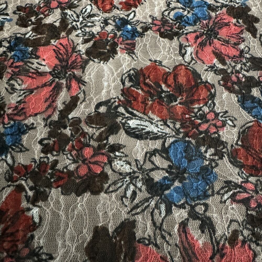 VTG Y2K Double Lace Velvet Burnout Long Tank Top Sz L Multicolor Floral Babydoll - Picture 8 of 9